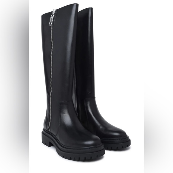 Michael Michael Kors Regan Leather Side Zipped Boots Black LIKE NEW Retail$496 - Picture 1 of 16